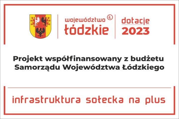 Plansza informacyjna z napisem: infrastruktura sołecka na plus 