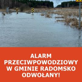 Plakat informujący o odwołaniu alarmu przeciwpowodziowego