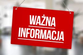 Czerwona plansza z napisem ważna informacja 