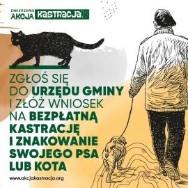 Plakat informujący o bezpłatnej kastracji psów 