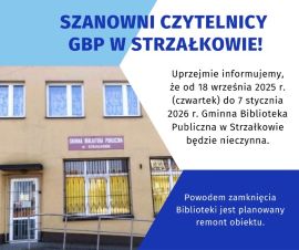 Budynek GBP w Strzałkowie - plakat informacyjny 
