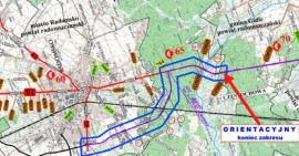 Poglądowa mapka dotycząca przebiegu obwodnicy Radomska 