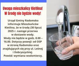 Grafika informująca o braku wody w Kietlinie 