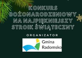 Plansza z napisem bożonarodzeniowy konkurs na najpiękniejszy stroik bożonarodzeniowy 