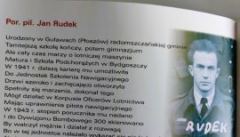Wiersz poświęcony pilotowi Janowi Rudkowi wraz z jego zdjęciem 