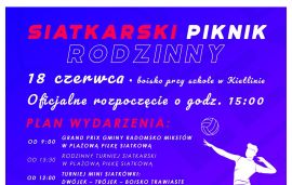 Plakat informacyjny dot. rodzinnego pikniku siatkarskiego