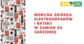 Plakat ilustracyjny-oddaj elektrosprzęt, odbierz sadzonkę