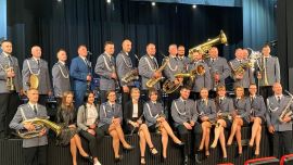 Grupa osób - orkiestra komendy wojewódzkiej policji w Łodzi 