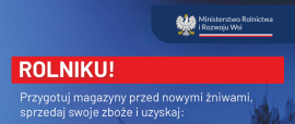 Plakat informacyjny dla rolników informujący o sprzedaży zboża