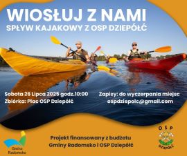 Plakat informacyjny: widoczne dwa kajaki