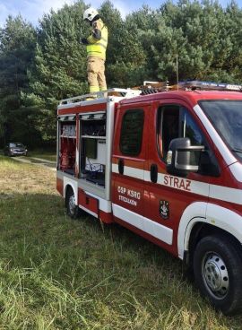 Wóz strażacki i druh 
