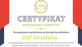 Certyfikat OSP Strzałków 