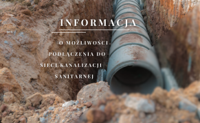 Grafika informacyjna. Widoczne napisy oraz rura kanalizacyjna 