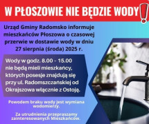 Informacja o  braku wody. Widoczny kran 
