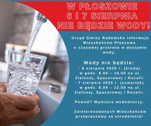 Plakat informacyjny dot. przerwy w dostawie wody