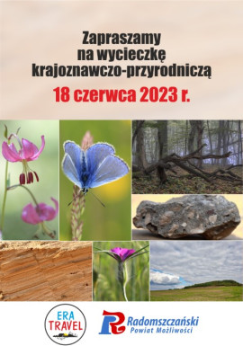Plakat informacyjny dot. wycieczki krajobrazowej po powiecie radomszczańskim