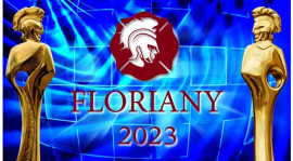 Plakat, na którym widoczne są dwie statuetki oraz napis: FLORIANY 2023
