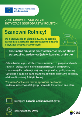 Ulotka informacyjna dot. badania Głównego Urzędu Statystycznego adresowanego do rolników