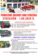 Kolorowy plakat informujący o Powiatowym Dniu Strażaka 