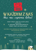 Zielony plakat z czerwonym logo Szlachetnej Paczki 