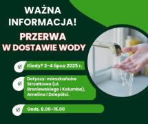 Grafika informująca o przerwie w dostawie wody