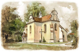 Szkic kościoła parafialnego w Strzałkowie 