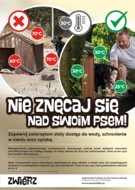 Plakat informacyjny dot. akcji ph. " Nie znęcaj się nad swoim psem"